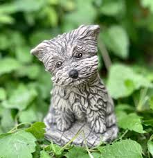Baby Westie Dog Statue Cement Yorkie