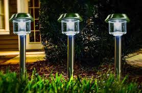 Highgate Solar Accent Led Path Lights Stainless Steel Solar Powered Set Of 6 With Garden Stakes Easy Wireless Installation Chickadee Solutions