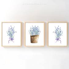 Lavender Print Set Of 3 Flower Wall Art