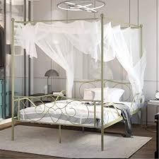 Platform canopy bed with curtains in retro style vintage bedroom design with floral canopy bed Buy Giantex 4 Post Metal Canopy Bed Frame With Headboard And Footboard Classic Vintage Full Size Metal Bed Frame Heavy Duty Platform Mattress Foundation No Box Spring Needed Easy Assembly Gold Online In