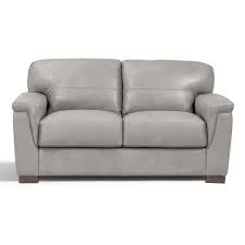 Pearl Gray Leather Loveseat Lv01297