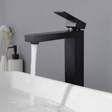 Traditional sink faucets typically stand between three and six inches in height above the sink, while these faucets are also available in very modern and classic styles that will complement any home's décor. Modern 1 Hole Single Handle Bathroom Vessel Sink Faucet In Matte Black Solid Brass