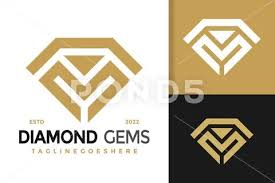 letter m diamond jewelry logo design