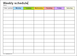 Printable Weekly Schedule Template Middle School Science Bi
