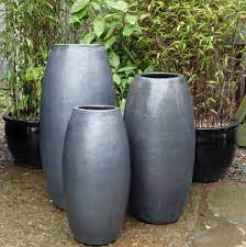 Large Grey Glazed Garden Toggle Pots