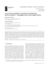For over a century, the department of economics at mit has played a leading role in economics education, research, and public service. Pdf Lean Management Concept In Hospital Management Possibilities And Limitations