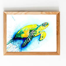 Sea Turtle Splash Watercolor Original