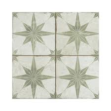 olive green star pattern wall floor tile