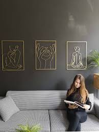 Gold Wall Decor Set Modern Woman Art