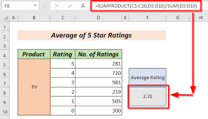 5 star rating average in excel