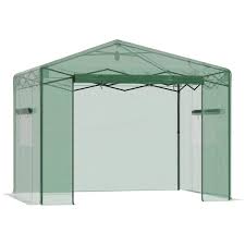 Outsunny 10 X 8 Portable Pop Up Walk In Greenhouse With Roll Up Door 2 Windows