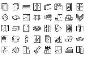 Drywall Icons Set Outline Vector House