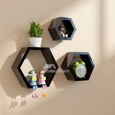decorative wall shelves hexagon wooden