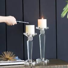a b home clear crystal candle holders