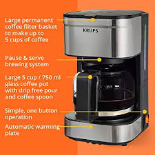 All products (0) sort by. Buy Krups Km202850 Simply Brew Compact Filter Drip Coffee Maker 5 Cup Silver Online In Maldives B07x43vxzv