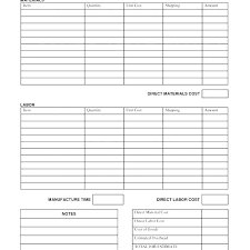 Estimate Sheet Template Forms Construction Quote