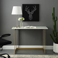 The minimalistic design makes this desk a perfect addition to your dorm room or small apartment. Walker Edison Furniture Company 42 In Rectangular Faux White Marble Gold Computer Desks With Storage Hdm42glawm The Home Depot