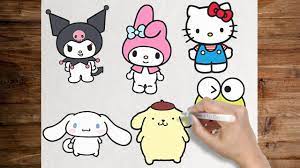 How to draw Sanrio Characters | Hello Kitty, Kuromi, My Melody,  Pompompurin, Cinnamoroll, Keroppi - YouTube