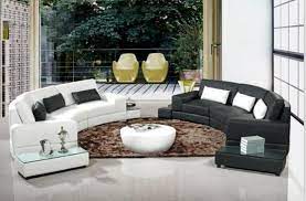 Modern Curved Round Leather Sofa Set