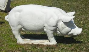 Large Pig Concrete Garden Statue At