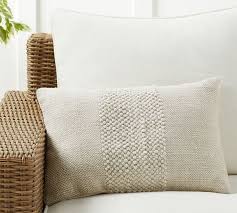 Delonee Handwoven Outdoor Lumbar Pillow 14 X 20 Ivory Pottery Barn