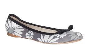 Marc Jacobs Womens Gray Floral Print Canvas Ballerina Flats Shoes