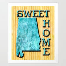 Sweet Home Alabama Map Art Art Print By