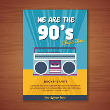90s Party Poster Design Vector Free Download