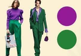 colores verde y violeta en la moda