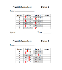 Sample Pinochle Score Sheet 7 Examples Format