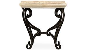 Square Side Table With Wrought Iron Base