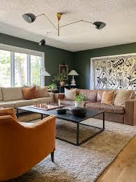 Green Living Room With Dark Green Paint