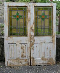 Antique Double Door Set With Stained