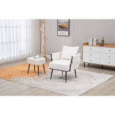 beige linen modern accent chair