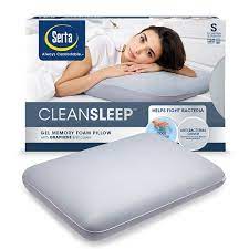 Fill up a sink or bathtub with lukewarm water and a small amount of gentle detergent. Serta Clean Sleep Antimicrobial Gel Memory Foam Pillow