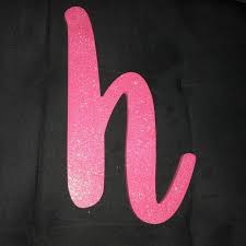 Large Pink Glitter Lowercase Letter H
