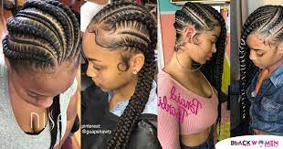 Just tie your hair in a low ponytail, create a rope braid, and wrap it around the base of your ponytail to form a bun. Ankara Teenage Braids That Make The Hair Grow Faster Latest Ghana Weaving Styles 2019 Top 25 Beautiful Ghana Weaving Hairstyle You Should Try Out African Hair Braiding Styles African Hairstyles African
