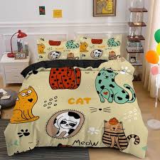 cartoon cat dog bedding set cute