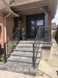 outdoor glass railings for stair deck