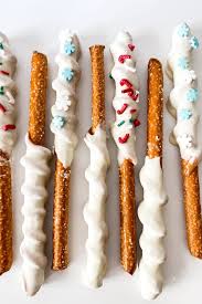 festive dipped pretzel rods with