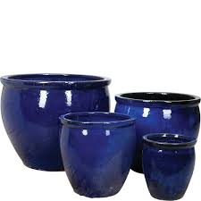 Ceramic Blue Fishbowl Planter Vpx4