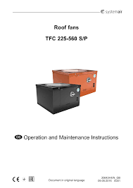 Roof Fans Systemair Tfc 225 560 Operation And Maintenance