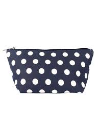 navy blue polka dots cosmetic bag