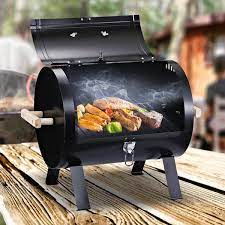 outsunny 20 portable outdoor cing charcoal barbecue grill with wooden handles improved air circulation