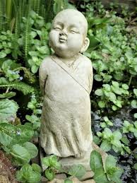 Garden Buddha Monk Statues Grey Frost
