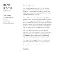 tax specialist cover letter exles