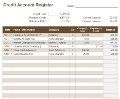 credit account register template