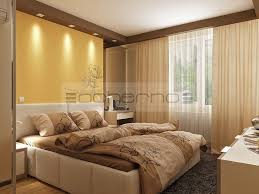 В тази спалня основните цветове са на гардероба и рамката за легло, комбинирани с червеното спално бельо. Acherno Moderen Dizajn Na Apartament V Naturalni Cvetove