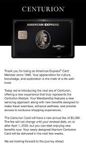 annual fee for centurion black card