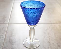 Cobalt Blue Glass Bubble Glass Handmade